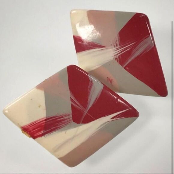 Vintage Diamond Acrylic Studs  - Picture 2 of 2